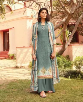 Pakistani Lawn Cotton Grey Unstitched Suit Dress Material