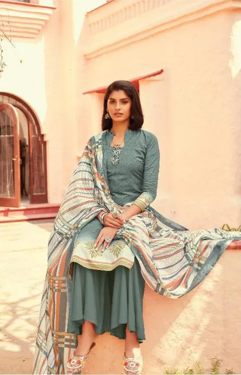 Pakistani Lawn Cotton Grey Unstitched Suit Dress Material