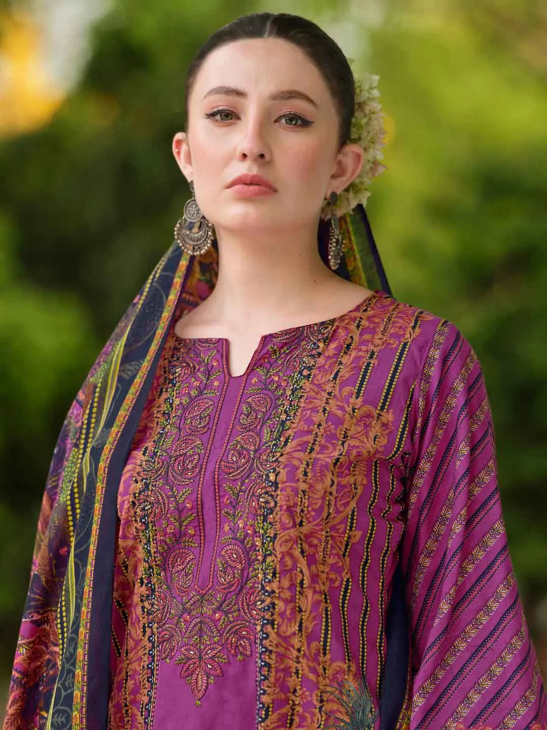 Pakistani Print Unstitched Pure Cotton Suit Material for Women