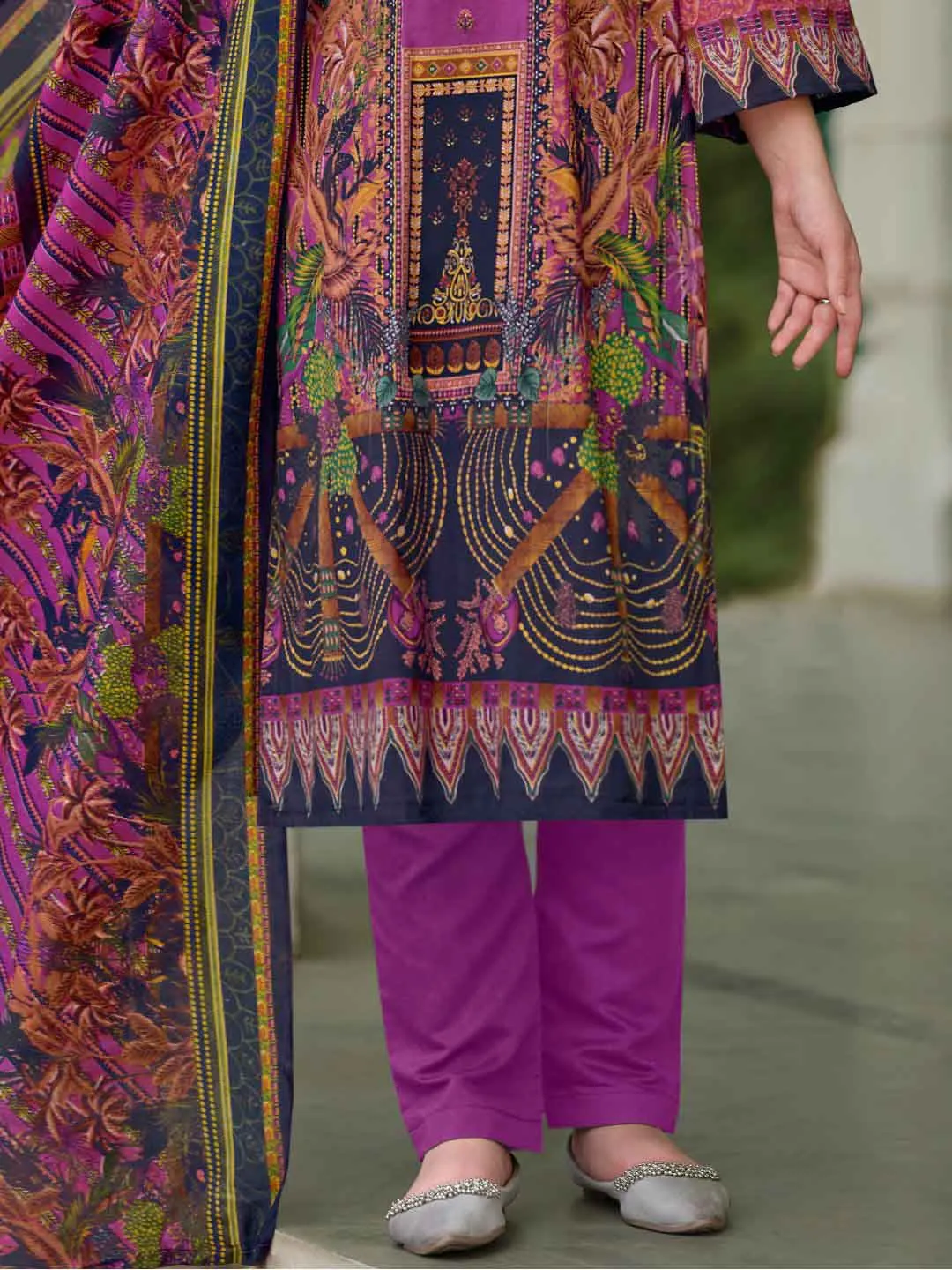 Pakistani Print Unstitched Pure Cotton Suit Material for Women