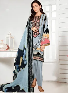 Pakistani Unstitched Blue salwar kameez Cotton Dress Material