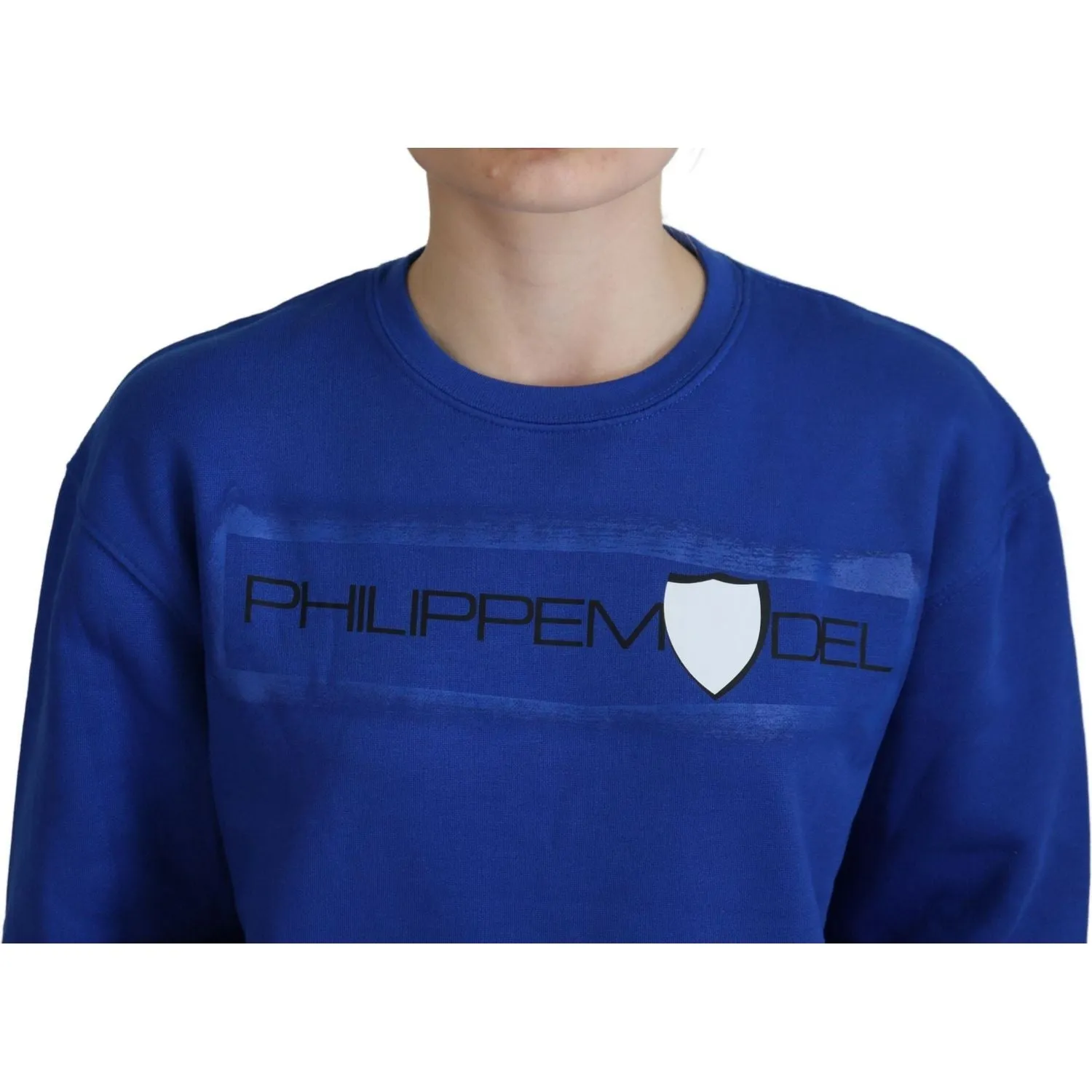 Philippe Model Chic Blue Printed Long Sleeve Pullover Sweater