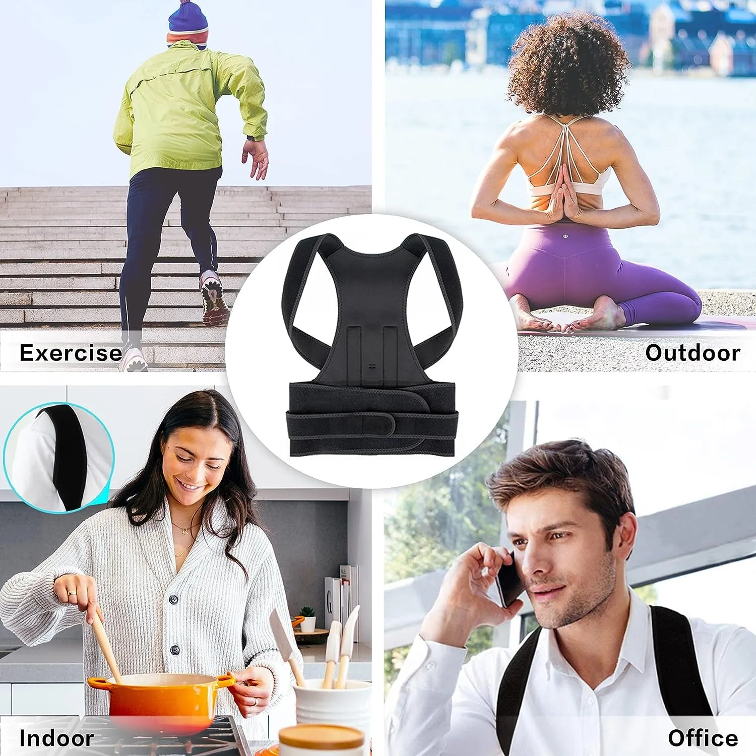 Posture Corrector for Men & Women, Adjustable Back Brace for Pain Relief, Black L