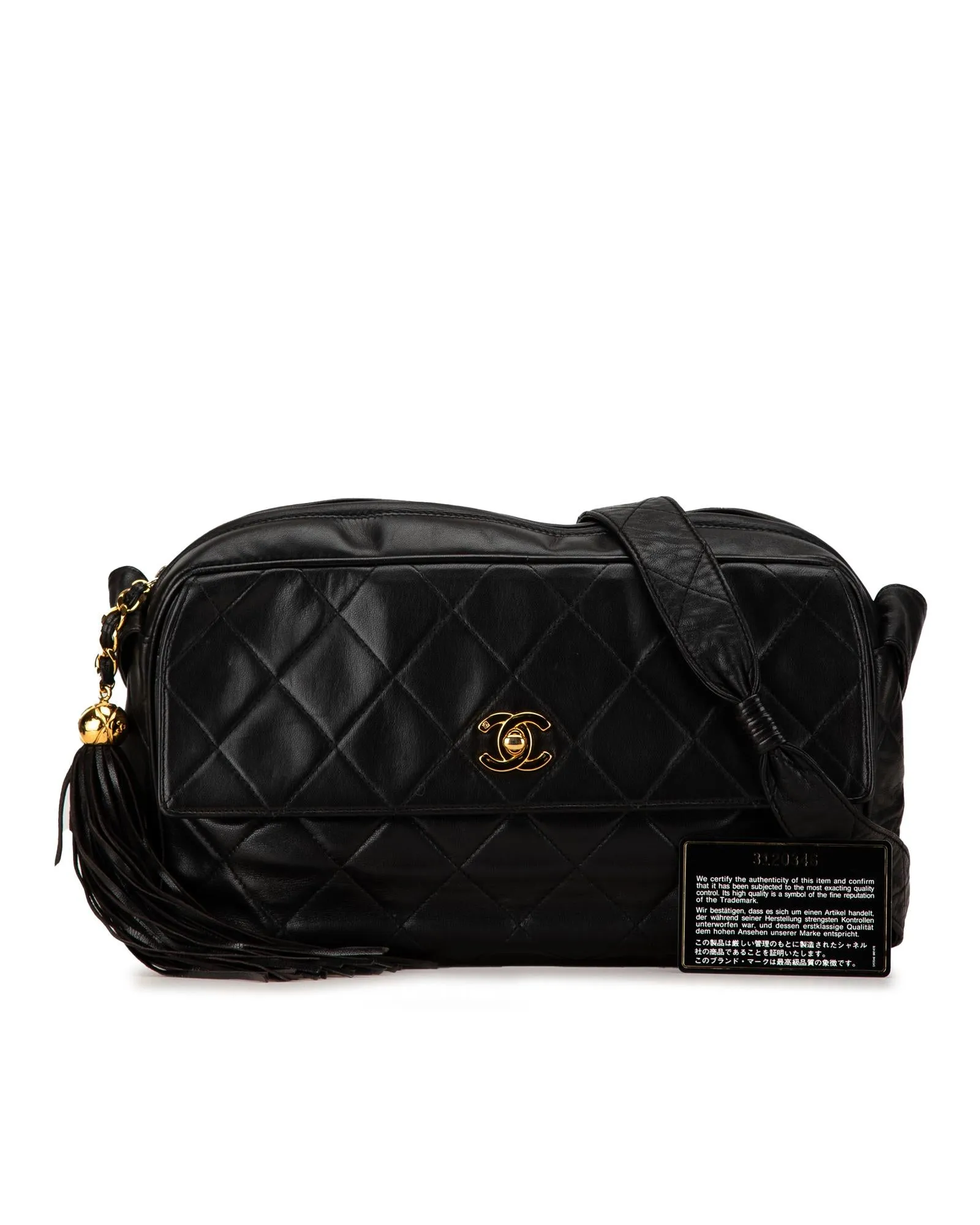 Quilted Lambskin Tassel Detail Crossbody Bag with CC Turn-lock Closure