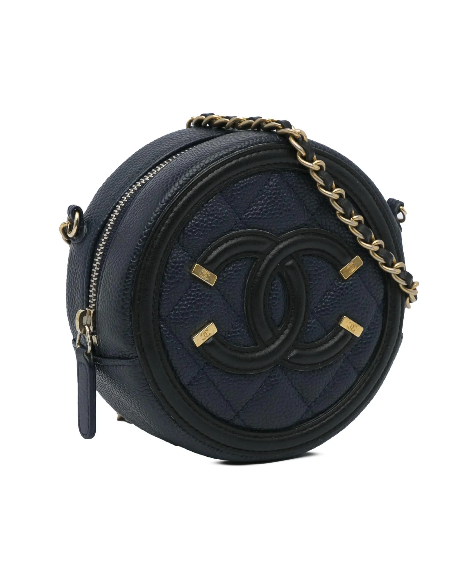 Quilted Round Chain Crossbody Bag