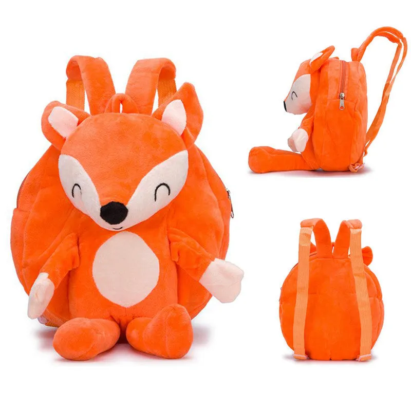 Red fox Children's baby plush toy small school bag backpack cartoon bag