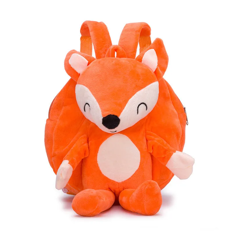 Red fox Children's baby plush toy small school bag backpack cartoon bag