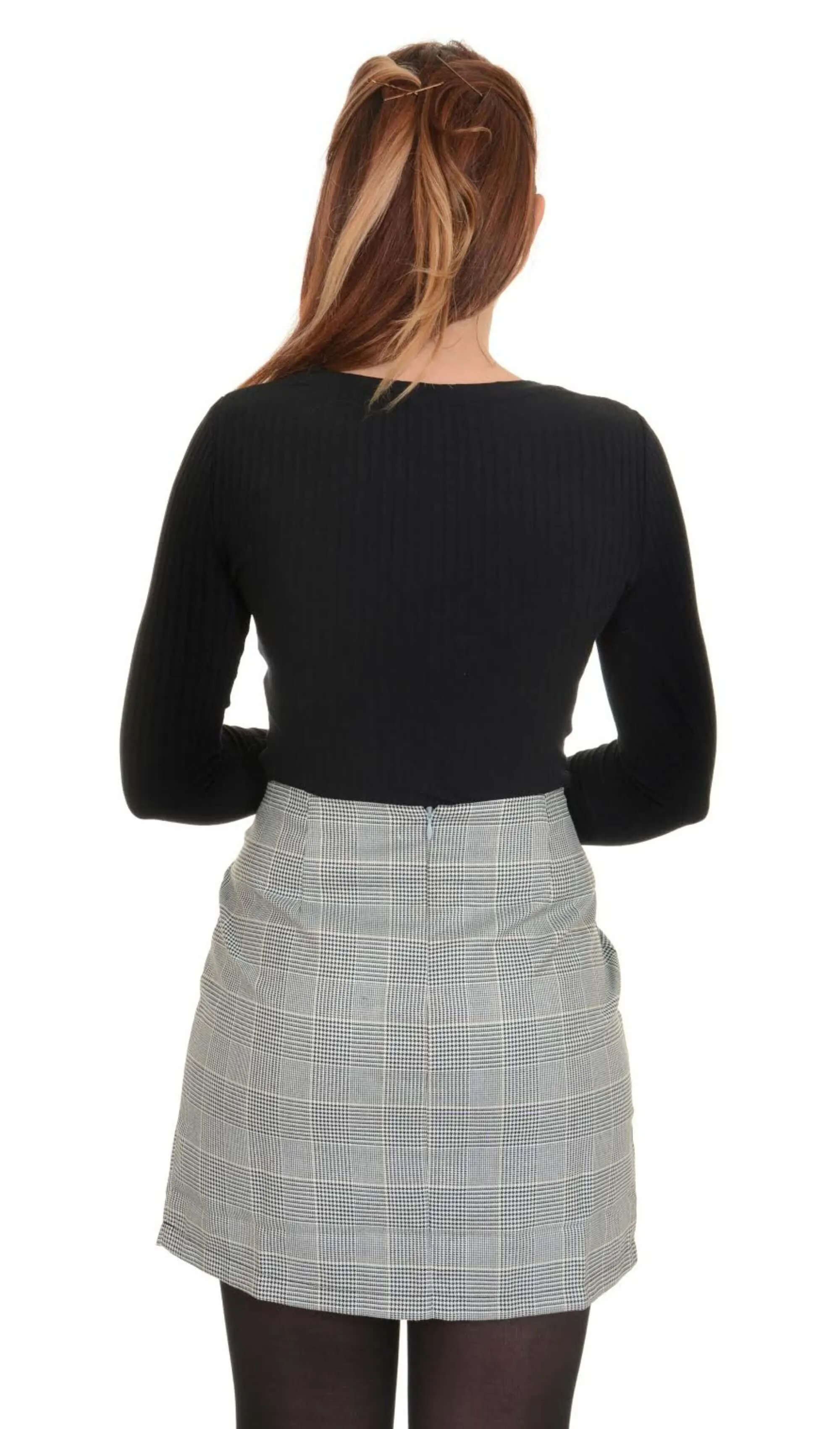 Retro Black & White Prince Of Wales Mini Skirt