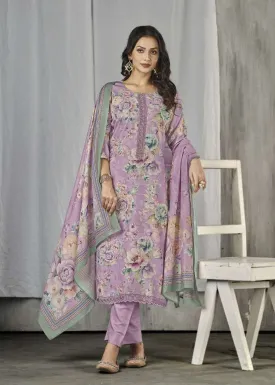 Rivaa Purple Unstitched Pashmina Winter Suit Material Fabric for Women