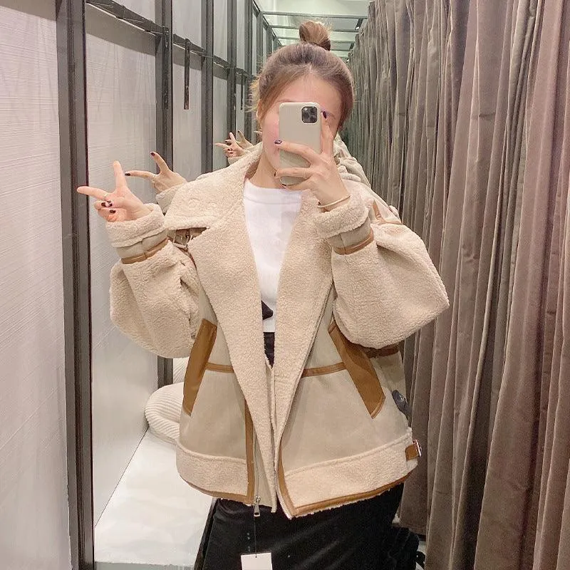 Simple Stitching Zipper Jacket Women