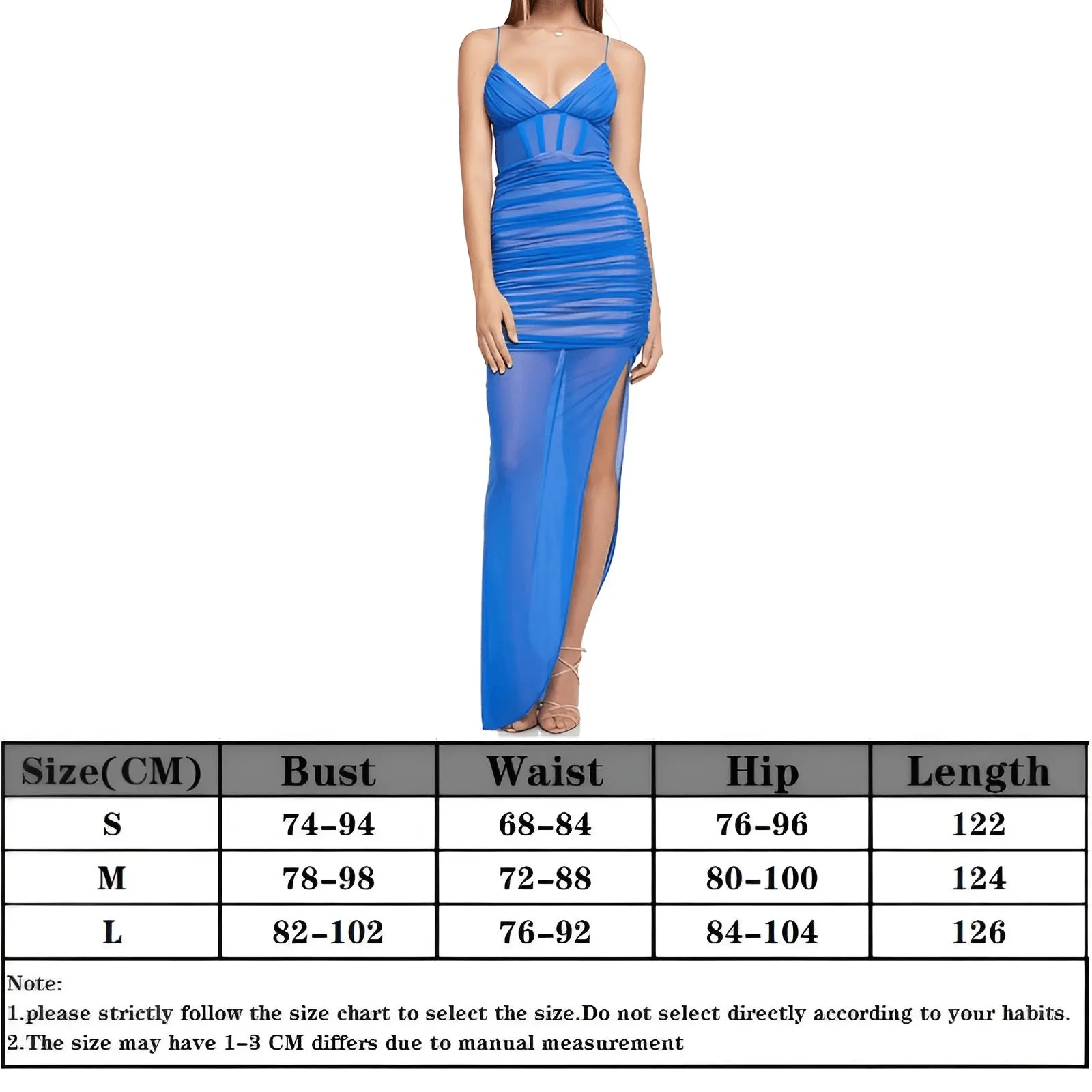 Spaghetti Strap Backless Mesh Maxi Dress Women's Thigh High Split Sexy Party Long Dress