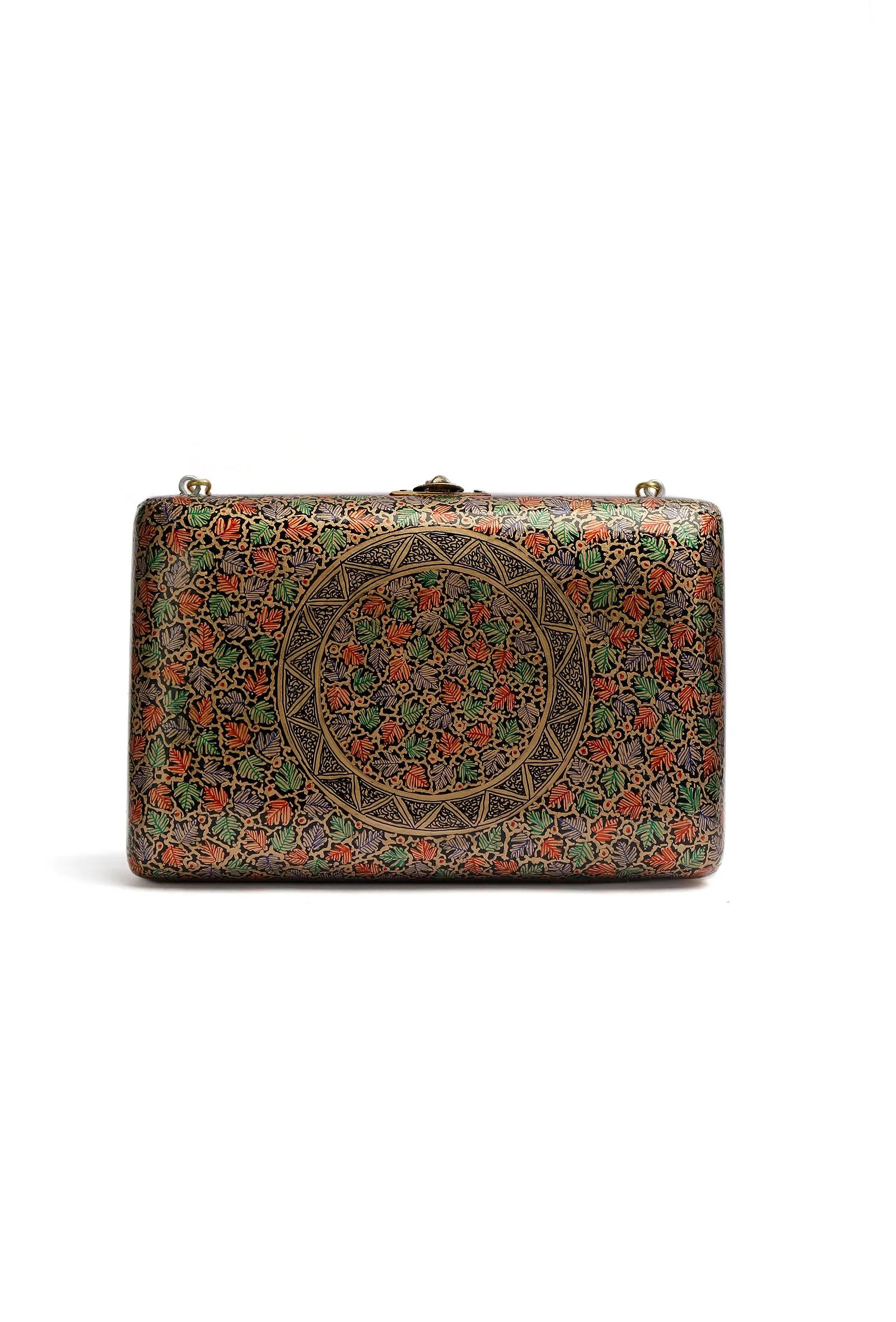 Suhani Gold Floral Kashmiri Mache Clutch