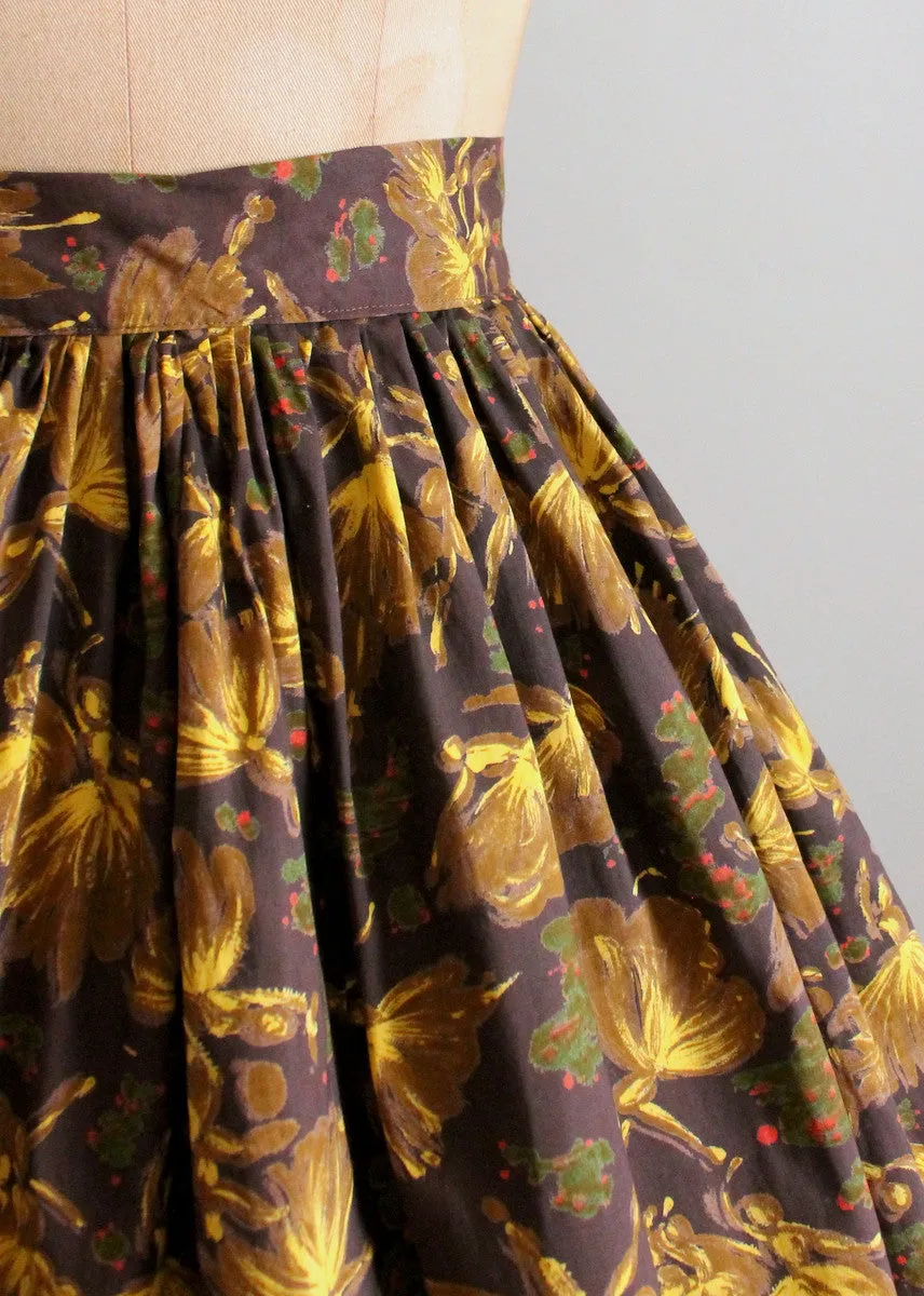 Vintage 1950s Tiny Dancers Novelty Print Full Skirt