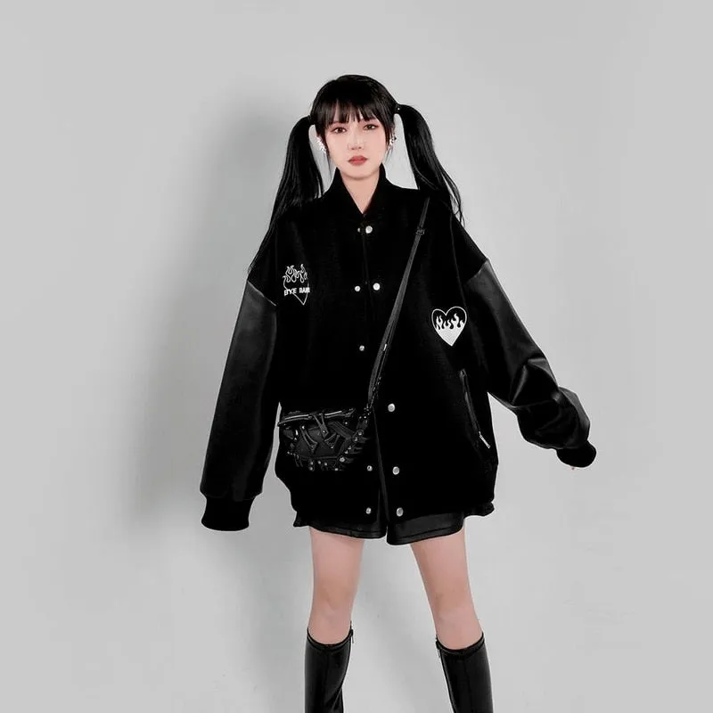 Women's Black Baseball Jacket