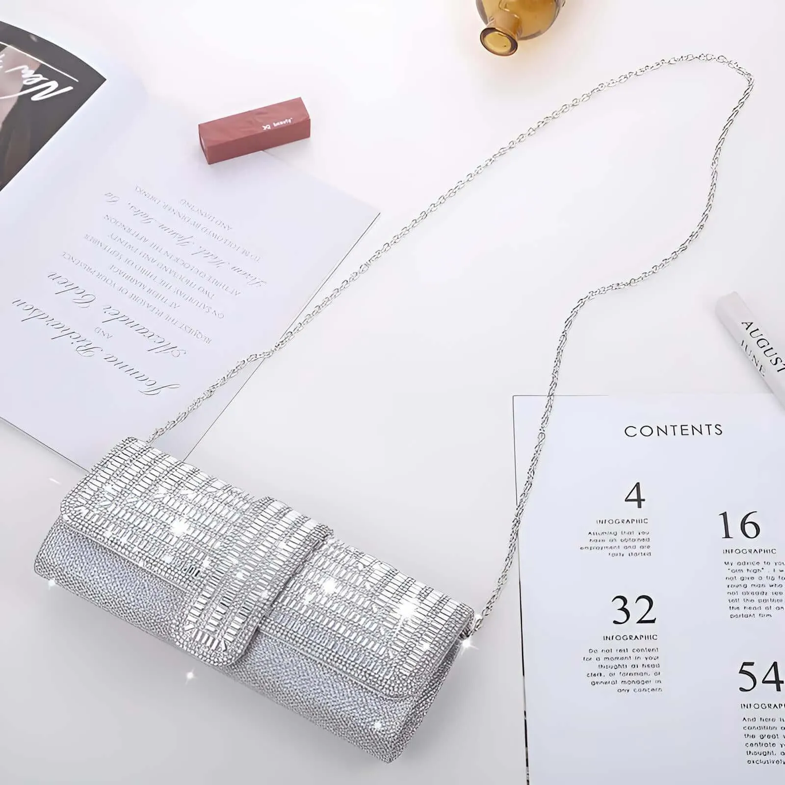 Women's Stunning Crystal Diamond Evening Clutch